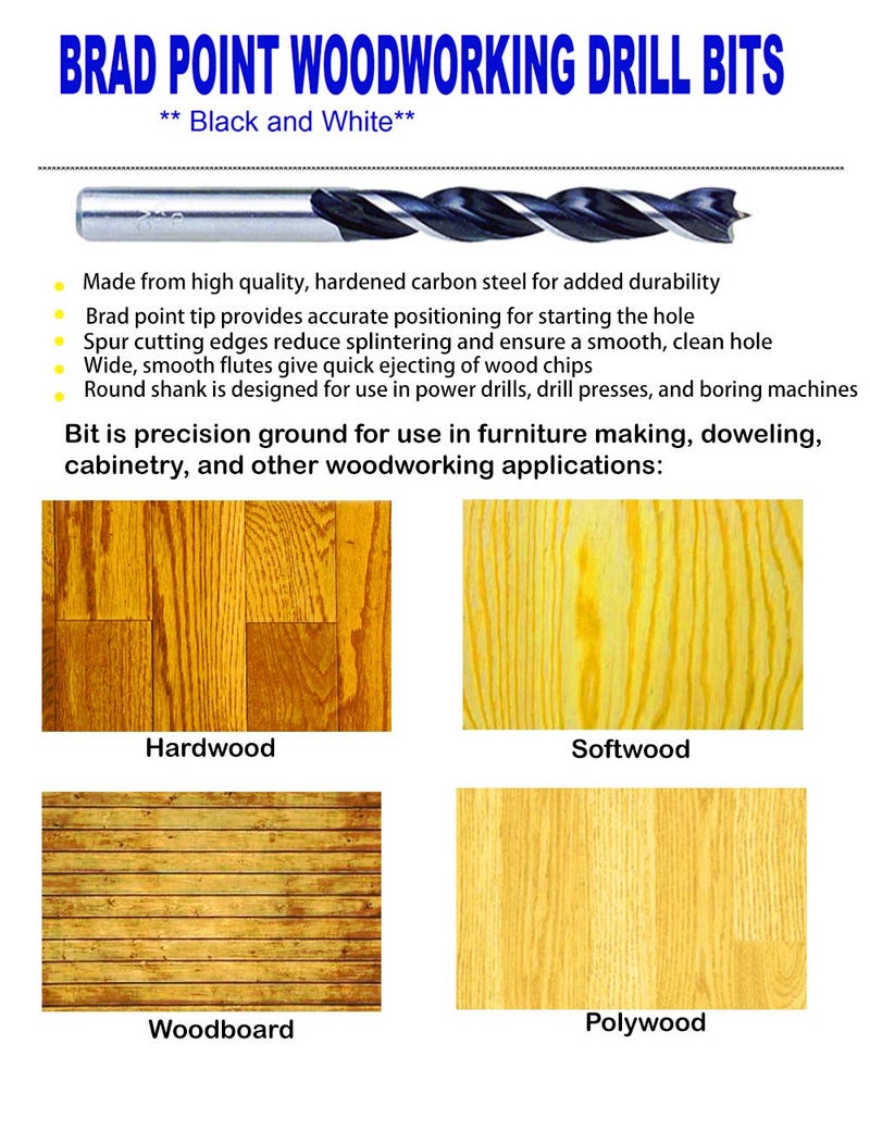 MAX-CRAFT Wood Brad Point Drill Bit Set 5/16 in. 10Pcs Spur Point Stubby Woodworking Drill Bits - Image 5